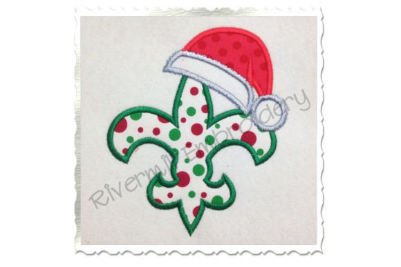 Applique Fleur De Lis with Santa Hat