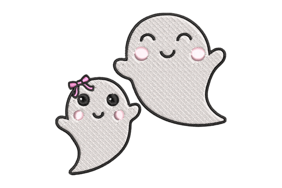 Cute Ghosts Embroidery Design