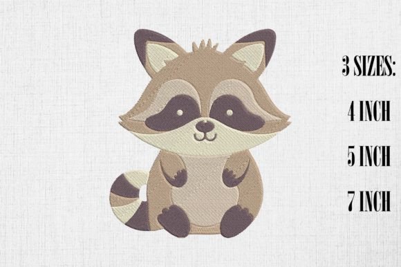 Cute Kawaii Racoon Embroidery
