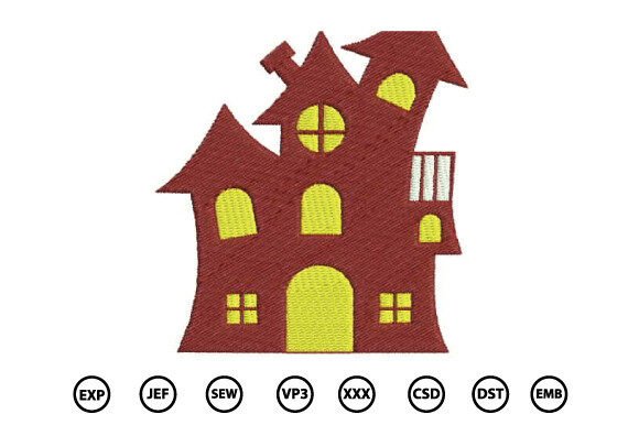 Halloween House Embroidery Design