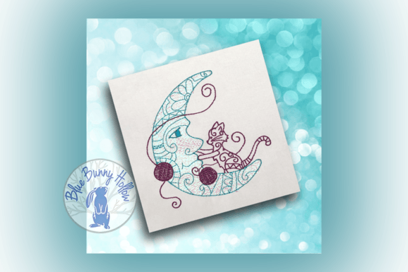 Moon Kitty Embroidery Design
