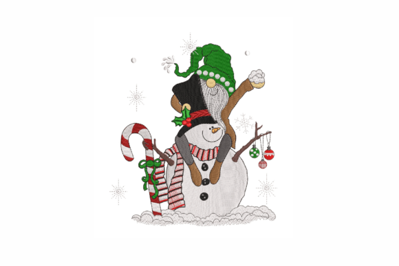 Snowman and Gnome Embroidery Design